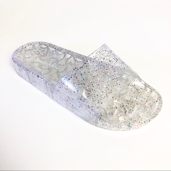 Wild Diva Shoes - Wild Diva Transparent Glitter Jelly Slides 7